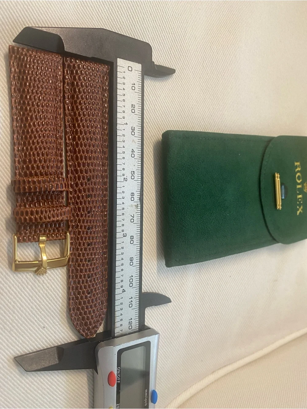 Vintage Brown Lizard-Texture Leather Watch Strap Rolex Gold Plated Buckle 20mm